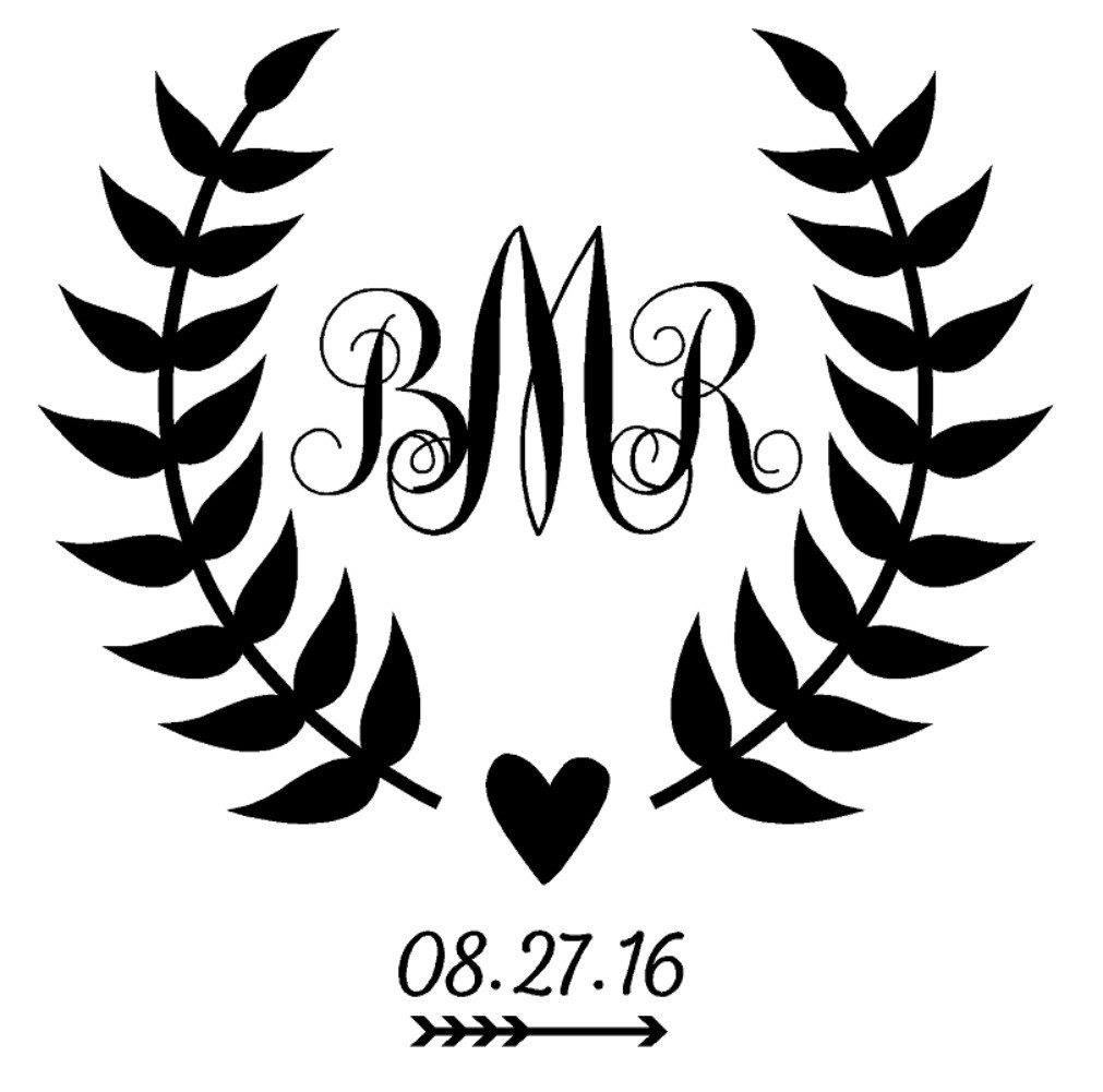 Monogram with Wedding Date - Decal 1