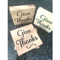 Give Thanks! wooden block with decal